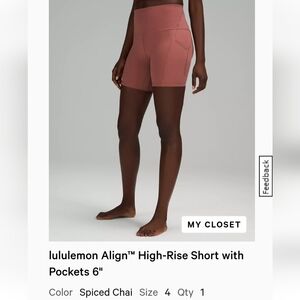 Align High Rise Shorts With Pockets 6"